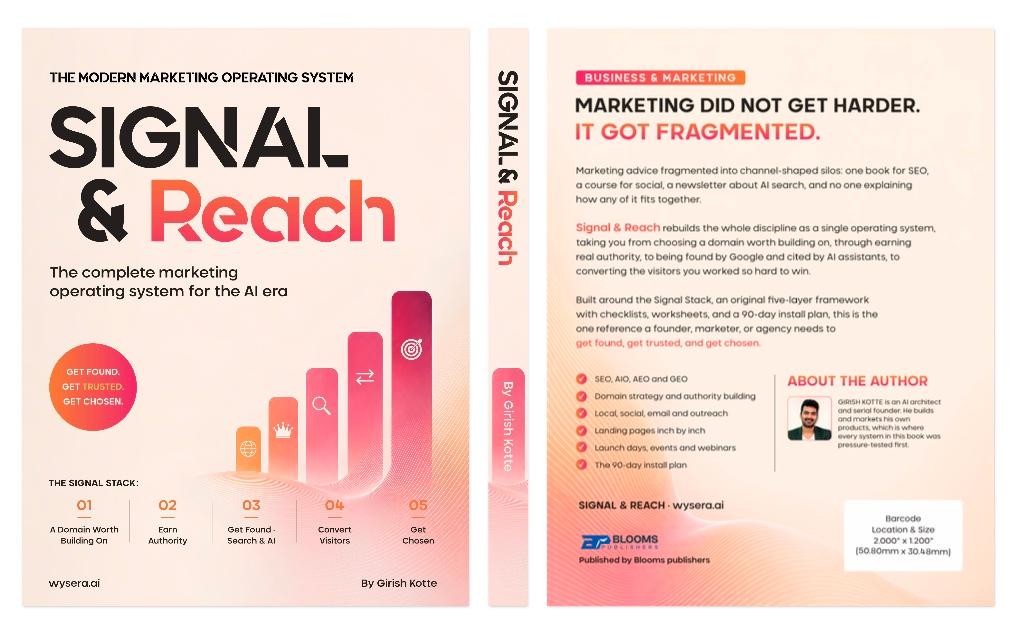 Signal & Reach full cover spread: back cover, spine and front cover