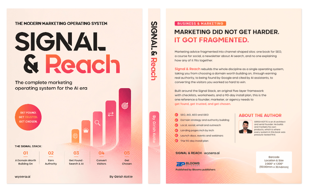 Signal & Reach full cover spread: back cover, spine and front cover